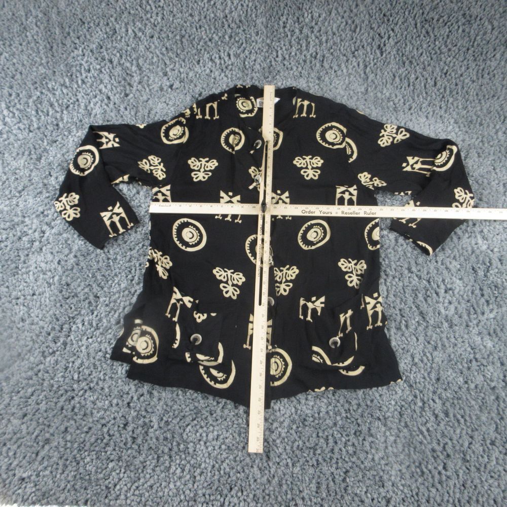Chico's Design Shirt Womens 1 Black Geometric Long Sleeve Button Up - Picture 3 of 10